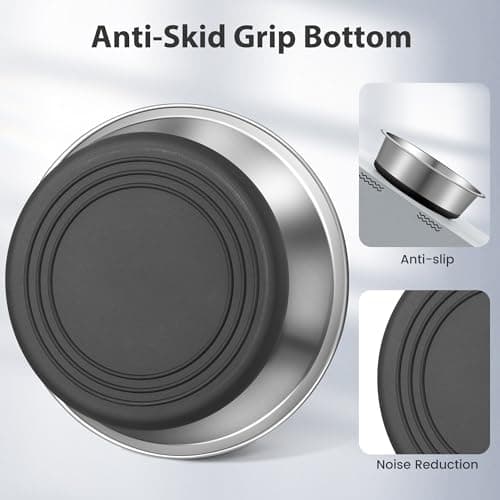 WROSWT Stainless Steel Dog Bowls Set of 2, Anti Rust Metal & Non Slip Rubber Base, Heavy Duty Large Feeding Dishes, Food Grade BPA Free, Food and Water Bowl for Small Dogs (17oz, 2.1cup) 5