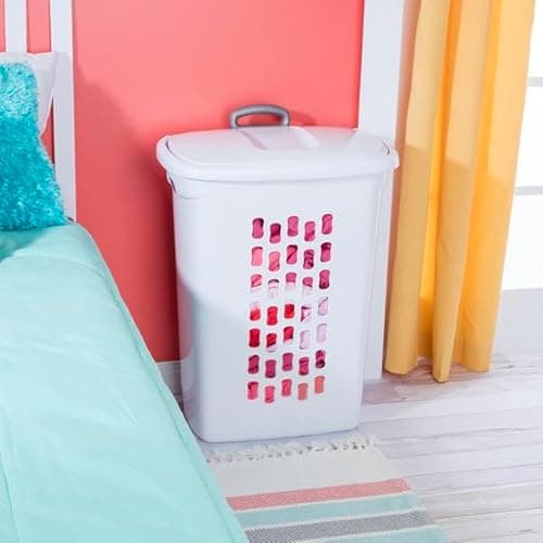 Wheeled Laundry Hamper White with Retractable Handle Large Portable Rolling Laundry Basket With Lid For Dirty Clothes - Made In USA 5