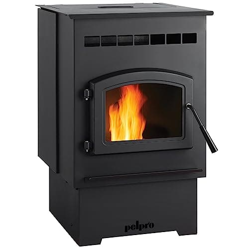 PelPro PP60 Pellet Stove for Home Heating - 60 lb Hopper, 33,200 BTU Heats up to 1,500 Sq. Ft., Easy-Dial Temp Control, Built-in Thermostat with Auto-Ignition, Variable Speed Blower