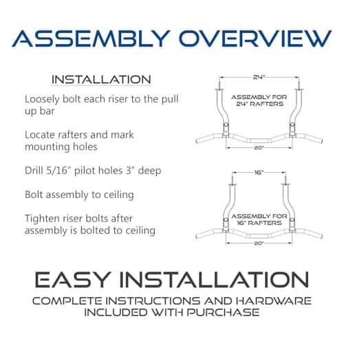 Ceiling Mount Pull Up Bar with Reversible Risers for 16 and 24 Inch Joists with Optimum Grip Spacing by Ultimate Body Press 6