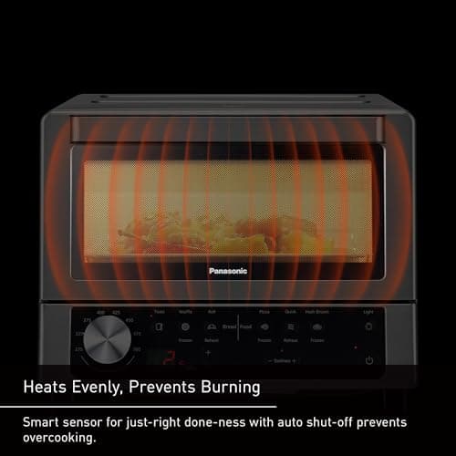 Panasonic FlashXpress Toaster Oven Countertop, Compact 4 Slice Toaster Oven w/Double Infrared Heating, PFAS-free, 6 Auto Cook Options & Precise Temperature Control, 1300W - NB-G200P (Stainless Steel) 3