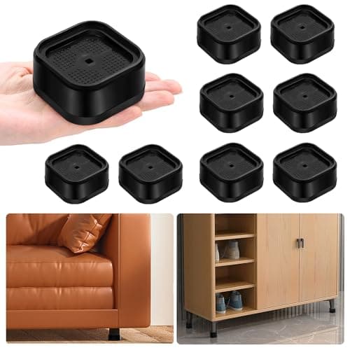 shouwuhho 8 Pack Furniture Risers Adjustable Bed Risers Heavy Duty Lifts Height 1", Square Stackable Bed Risers 1, 2 or 3 Inch for Desk Leg Table Couch Sofa Chair Bed Frame Legs Dorm, Black