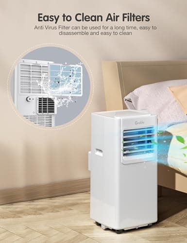 Grelife Portable Air Conditioners,8000BTU 4-in-1 AC Unit with Fan&Dehumidifier,Powerful Cooling up to 350 sq.ft,Portable AC with Smart/Sleep Mode,LED Display,Remote Control,48dB Quiet,24H Timer 4