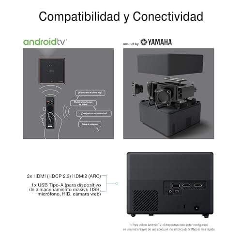 Epson EpiqVision Mini EF12 Smart Streaming Laser Projector, HDR, Android TV, Movies, Family Gaming, Portable, sound by Yamaha, 3LCD, Full HD 1080p, 1000 lumens Color & White Brightness Bluetooth Black 7