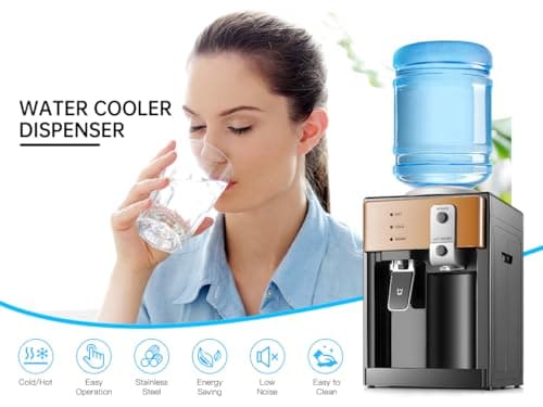 Housiwill Countertop Water Dispenser, Top Loading Water Cooler for 1.2 to 5 Gallon, 3 Temperature Settings Room Temperature Water Cold Hot Water Dispenser, Suitable for Home, Office, Dorm Bedside Use 6