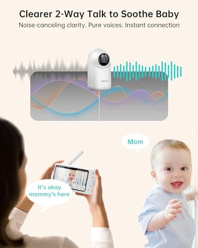 Jartoo 2K Video Baby Monitor with Camera and Audio, 1860ft Long Range Baby Monitor No WiFi 5.5" FHD Screen ANC Baby Camera Wireless, Feeding Clock, Night Vision, 2-Way Talk, AI Cry Detect, 6000mAh 6