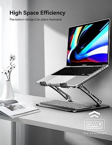 ivoler Adjustable Laptop Stand with 360° Rotating Base, Ergonomic Laptop Stand for Desk, Foldable & Portable Laptop Riser, Suitable for Collaborative Work, Fit MacBook Laptops up to 16 inches[Black] 5