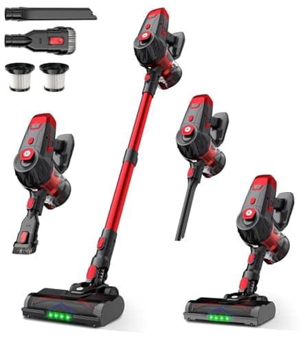 Cordless Vacuum Cleaner, 500W 45Kpa 60Mins Stick Vacuum Cleaner for Home, Self-Standing Vacuum with 1.5L Dust Cup and HEPA Filter, Anti-Tangle Brush for Hardwood Floors, Carpets, and Pet Hair