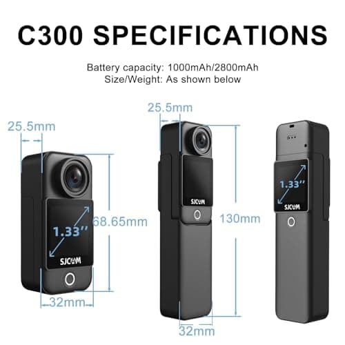 SJCAM C300 Pocket Camera 4K, 3800mAh Battery 6-Axis Stabilizer Action Camera, Dual-Touch Screen Body Camera, Waterproof, Suitable for Vlogging and Live Streaming, with Helmet Mount Kits, Black 6