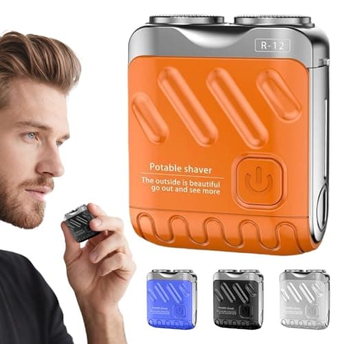 Portable Rotary Dual Ring Electric Shaver, 2025 New Mini Rotary Dual Ring Electric Razor for Men USB Rechargeable One-Button Long Lasting for Home Travel (Orange)