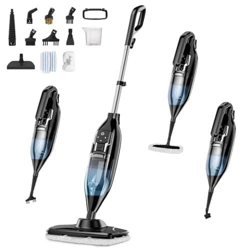 Steam Mop, 12-in-1 Powerful Handheld Steam Cleaner Detachable Steam Mops for Floor Cleaning, 550ML Removable Tank, 23FT Power Cable, MultiPurpose Steamer for Hardwood, Tile, Grout, Sliver Gray