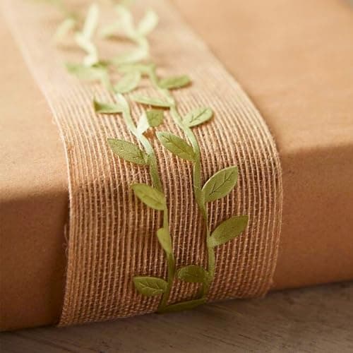 Leaf Ribbon 20 Yard Fabric Ribbons Roll Green Leaf Tape 1" Width Artificial Olive Trim Tape for Gift Wrapping Craft DIY 6