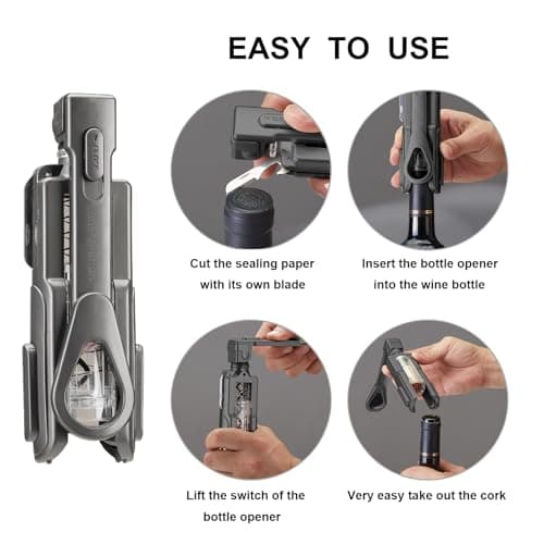 Soenglyun Wine Opener, Easy to Use Corkscrew Wine Opener with Foil Cutter, 6 inches, Lightweight and Small Travel Corkscrew for Wine Lovers, Black 5