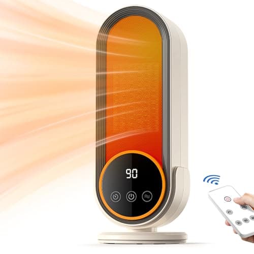 Space Heater Indoor - Energy Efficient Portable Heater with Adjustable Thermostat,1200W PTC Rapid Heating Ceramic Technology with Remote,Intelligent Timing , Ideal for Home and Office Use