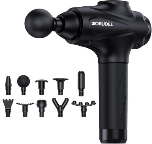 SORUDEL Massage Gun Deep Tissue, Massage Gun, Muscle Massager with 30 Speed Levels 10 Heads Black