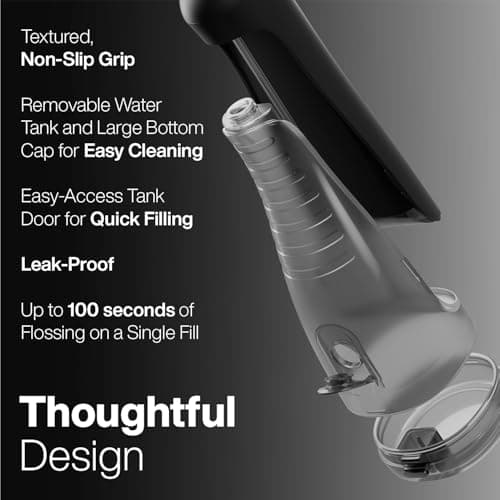 AquaSonic Aqua Flosser PRO - Rechargeable Electric Cordless Water Flosser for Teeth, Gums & Tongue - Waterproof Modern Design, 300ml Large Tank, 3 Modes, 6 Jet Tips, Deluxe Tongue Nozzle - Black 5