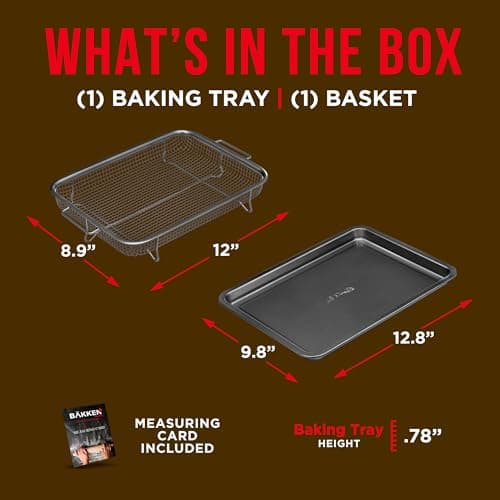 Bakken Swiss Air Fryer Tray, 2 in 1 Nonstick Crisper Air Fry Basket w/Elevated Mesh Great for Oven, Dishwasher Safe – Ceramic Coating PTFE/PFOA/PFOS FREE Extra-large (9.5"x13", Gray) 6