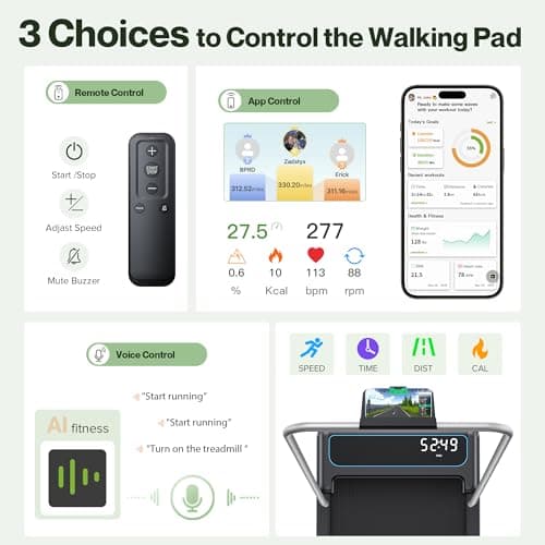 COZYINN Under Desk Walking Pad Treadmill: [Voice Control] 2 in 1 Incline Folding Treadmill Works with KINOMAP WELLFIT APP for Home Office - 2.5HP Quiet Treadmills with 265Lbs Capacity 6