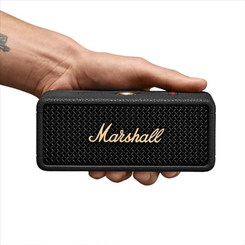 Marshall Emberton III Portable Bluetooth Speaker - Rugged Waterproof IP67 Design | Loud Stereo Sound, Deep Bass with 32+ Hr Playtime | Compact and Wireless for Travel and Outdoors - Black & Brass 8