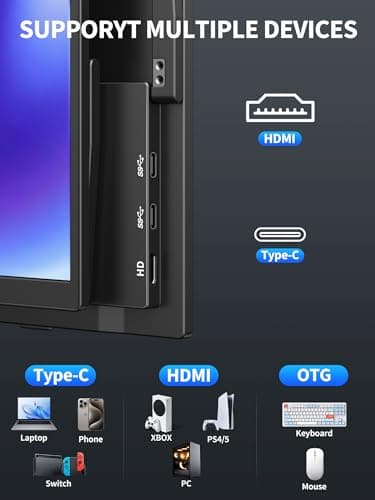 Wireless Portable Monitor with 8000mAh Battery, 15.6" 1080P Second Screen for Home & Office, AirPlay & Miracast Casting, No Cables or Drivers Needed, Up to 5 hrs Use, Works with Laptop & PC & Phone 5