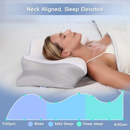 PAYHUIN Cervical Neck Pillow Neck Support Pillow for Side Sleepers White 7