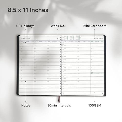 Academic Planner 2024-2025 - Hourly 2024-2025 Planner Weekly and Monthly - Appointment Book with Flexible Cover, Twin-Wire Binding - Simple Design for Productivity, June 2024 - July 2025. 8.5 x 11 6