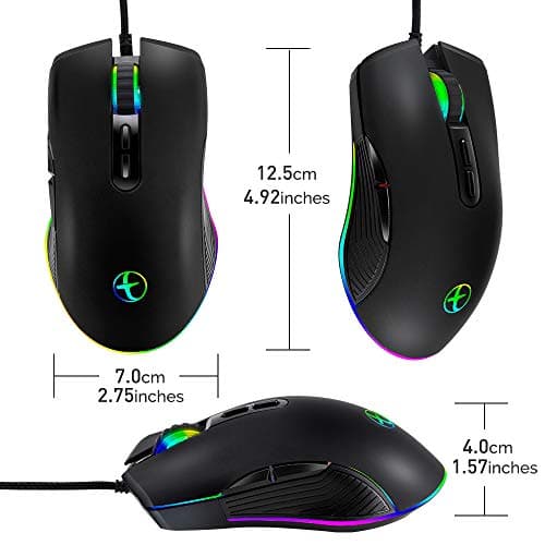HXMJ RGB LED Gaming Mice,Wired USB C Port for Apple MacBook,Computer or Laptops with Type C Port-Black 5