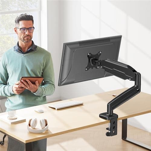 MOUNT PRO Single Monitor Desk Mount - Articulating Gas Spring Arm, Removable VESA Monitor Mount Computer Monitor Stand with Clamp and Grommet Base Fits 13 to 32 Inch Screen, VESA 75x75, 100x100, Black 8