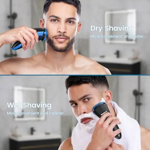 SweetLF Electric Shaver for Men, 3D Rotating Head, USB C Fast Charging, IPX7 Waterproof,Mens Razors with Pop Up Trimmer, Cordless Electric Razor for Men 7