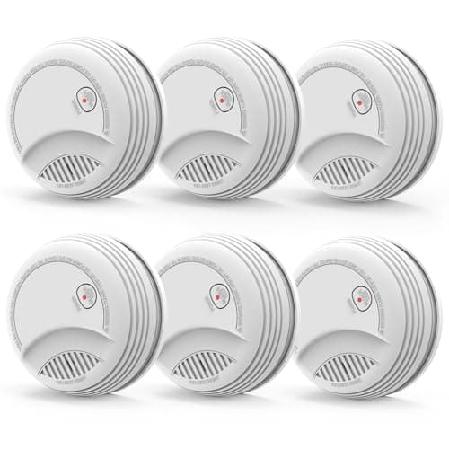 6 Pack Smoke Detector, Photoelectric Sensor Battery-powered Fire Smoke Alarm, LED warning light 85 dB alarm sound, low battery warning, mute and test buttons, suitable for living rooms, bedrooms, etc.