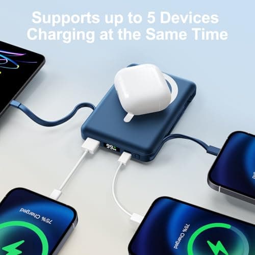 for Magsafe Portable Charger - 10000mAh Battery Pack for Magsafe with USB-C Cable and PD 20W USB C Fast Charging LED Display, Magnetic Wireless Power Bank for iPhone 17/16/15/14/13/12/Pro/Pro Max 5