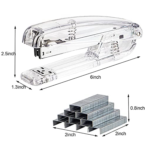 Transparent Acrylic Stapler for Office, Clear Staplers for Desk, Silver Desktop Stapler with 1000 Pcs Standard 1/4" Staples for, Home, School, Business & Classroom Supplies 5