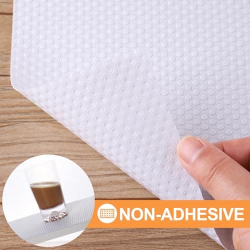 FLPMIX Shelf Liner White - Waterproof Pantry Cabinets Liners - Washable Non-Adhesive Kitchens Drawer Paper - Easy to Cut EVA Bathroom Cupboard Mat 17.7" X 96Inch 6