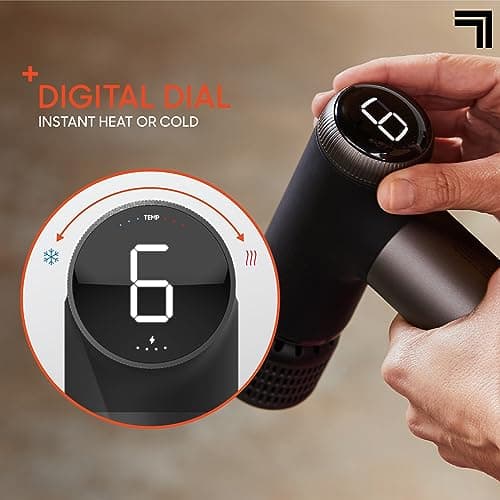 Sharper Image® Powerboost® Pro+ Hot & Cold Compact Deep Tissue Massage Gun - 6 Speed, 4 Attachments, Travel Case| Soothing Heat & Cold Therapy| Portable Lightweight Full Body Shoulder & Back Massager 7