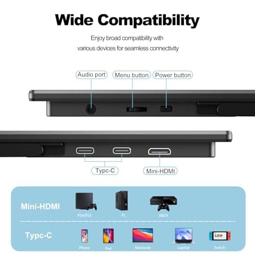 InnoView Portable Monitor, 16" 1200P FHD 180Hz 100% sRGB, Portable Gaming Monitor with Sleeve, USB-C Mini HDMI Portable Laptop Monitors for Laptop, Phones, MacBook, Tablet, PS4/5, Switch, Xbox 6