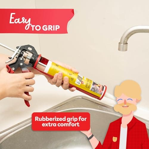 XFasten No Drip Caulk Gun for 10 oz Tube 12:1 Thrust Ratio Drip Free Caulking Gun, Ergonomic Grip Hand Caulk Gun No Drip Silicone Gun, Compact Caulking Gun No Drip, Sealant Gun Caulk Dispenser 6