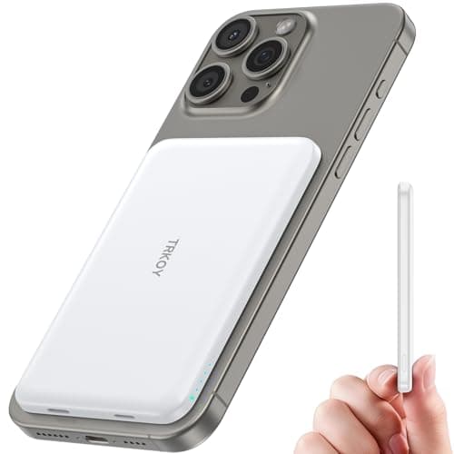 TRKOY for Magsafe Portable Charger, 5000mAh Wireless Magnetic Power Bank with USB C Fast Charging,Travel Essential for Magsafe Battery Pack Compatible with iPhone 17/16/15/14/13/12 Series, White