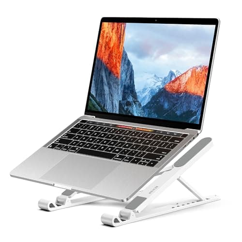 BESIGN LS01 Pro Ergonomic Laptop Stand, Plastic Laptop Riser, Portable and Adjustable Notebook Computer Holder Compatible with 10-14" Laptops (White)