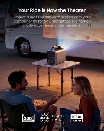 NEBULA Mars 3 Outdoor Portable Projector, 1000 ANSI Lumens, AI-Powered Image, Built-In Battery with 5 Hour Playtime, Android TV, 200 Inch Home Theater, for Backyard, Office and Business, and Camping 6