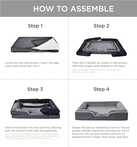 MADE 4 PETS Orthopedic Dog Bed for Large Dogs, Supportive Foam Big Large Pet Bed Sofa with Washable Removable Cover, Waterproof Dog Couch Bed, Non-Slip Bottom and Egg-Crate Foam, Grey 8