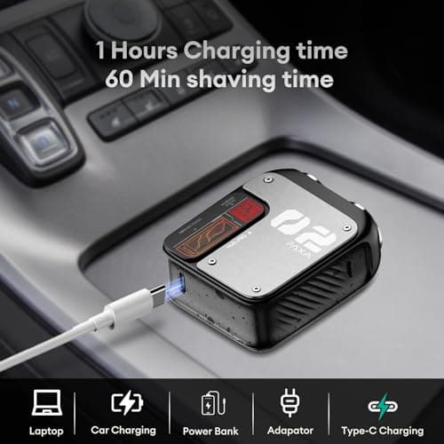 PAXA Mini Electric Shaver for Men,9000Rpm Electric Razor for Men,Magnetic Dual-Head Rotary Pocket Shaver IPX7 Waterproof Wet & Dry for Shaving Face,USB-C Rechargeable for Home,Car,Travel(Gray) 7