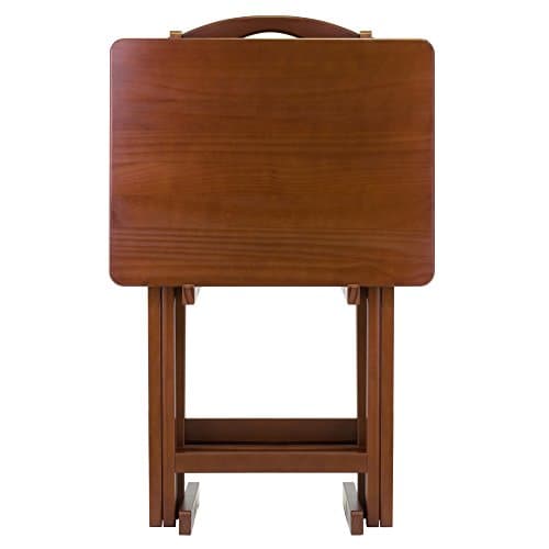 Winsome Alex Set of 4 Foldable Snack Tables with Storage Rack, Easy to Store Portable Fold Up Table Set for Kitchen, Living Room TV Dining, Crafts, Puzzles, Work From Home 5