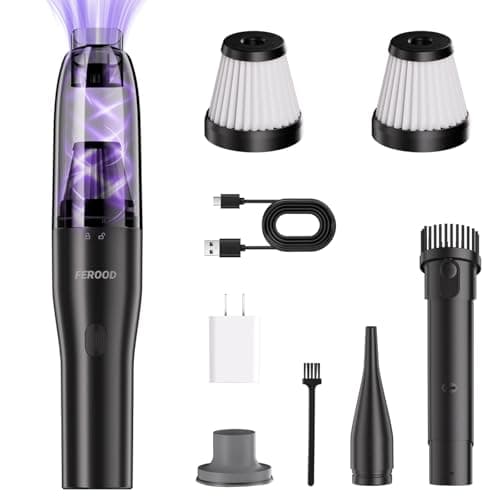 4-in-1 Mini Vacuum Cleaner, Small Hand Held Vacuum Cordless, Strong Suction, Duck Compact Vacuums Ultra-Quiet, 0.85 lb for Car,Desk,Drawer,Home, Air Duster/Inflator/Pump, USB Rechargeable, Seen on TV