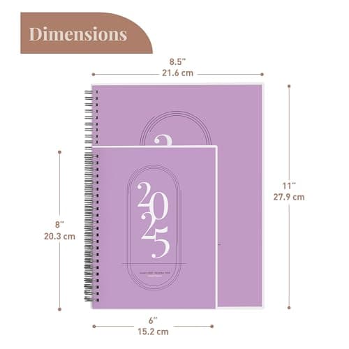 Rileys 2025 Weekly Planner - Annual Weekly & Monthly Agenda Planner, Jan - Dec 2025, Flexible Cover, Notes Pages, Twin-Wire Binding (8.5 x 11-Inches, Lilac) 5