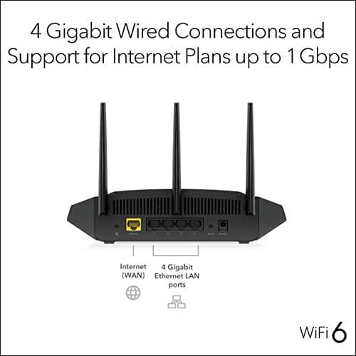NETGEAR 4-Stream WiFi 6 Router (R6700AX) – AX1800 Wireless Speed (Up to 1.8 Gbps) | 1,500 sq. ft. Coverage (Renewed) 5