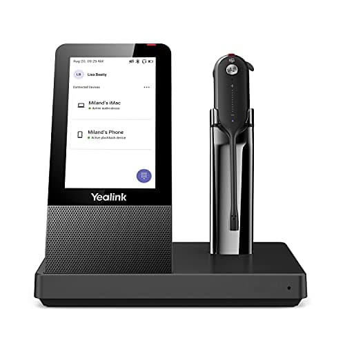 Yealink WH67 Wireless DECT Headset Teams Certified, Office Single Ear (Mono) Headset Connect to Desk Phone and PC via USB, Cell Phone via Bluetooth, Speakerphone,7 Hrs Talktime,394 ft Wireless Range