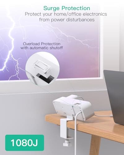 PD30W Desk Clamp Power Strip, Desktop Mount Surge Protector, Fast Charging Station, 5Ft Extension Cord Desk Edge Mount Shelf with 4 Outlets 4 USB Ports (2 USB C), Home Office Accessories Essentials 7