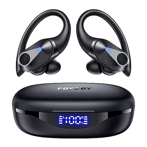 FOYCOY Wireless Earbuds Bluetooth Headphones 90Hrs Playtime Ear Buds IPX7 Waterproof Sports Earphones Wireless Charging Case Over-Ear Earhooks Headest