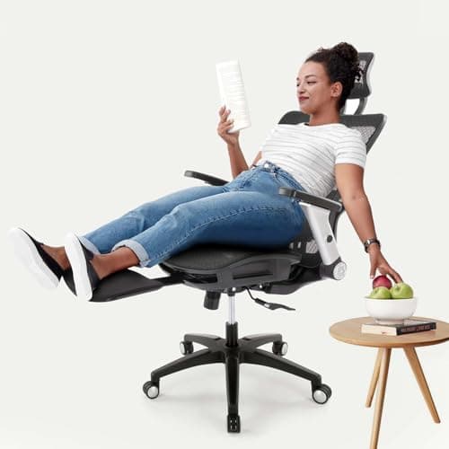 COLAMY Executive Mesh Office Chair with Footrest, Ergonomic Chair High Back with Adjustable Lumbar Support, Computer Desk Chair for Office/Work-Black 8