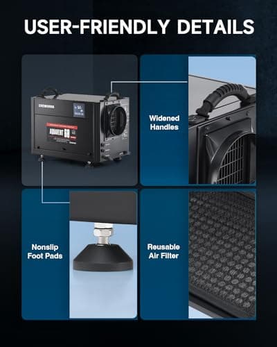 CREWORKS 130 PPD Crawl Space Dehumidifier, Commercial Dehumidifier for Basement with Built-in Drain Hose, Crawl Space Dehumidification with Auto Defrost & Detachable Display Panel 5